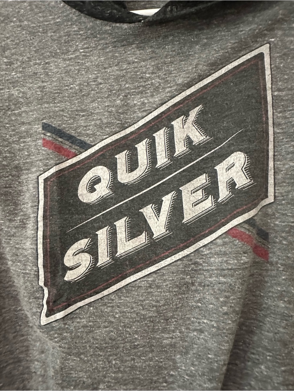 Quiksilver Gray Heather Tee with Black and Red Logo